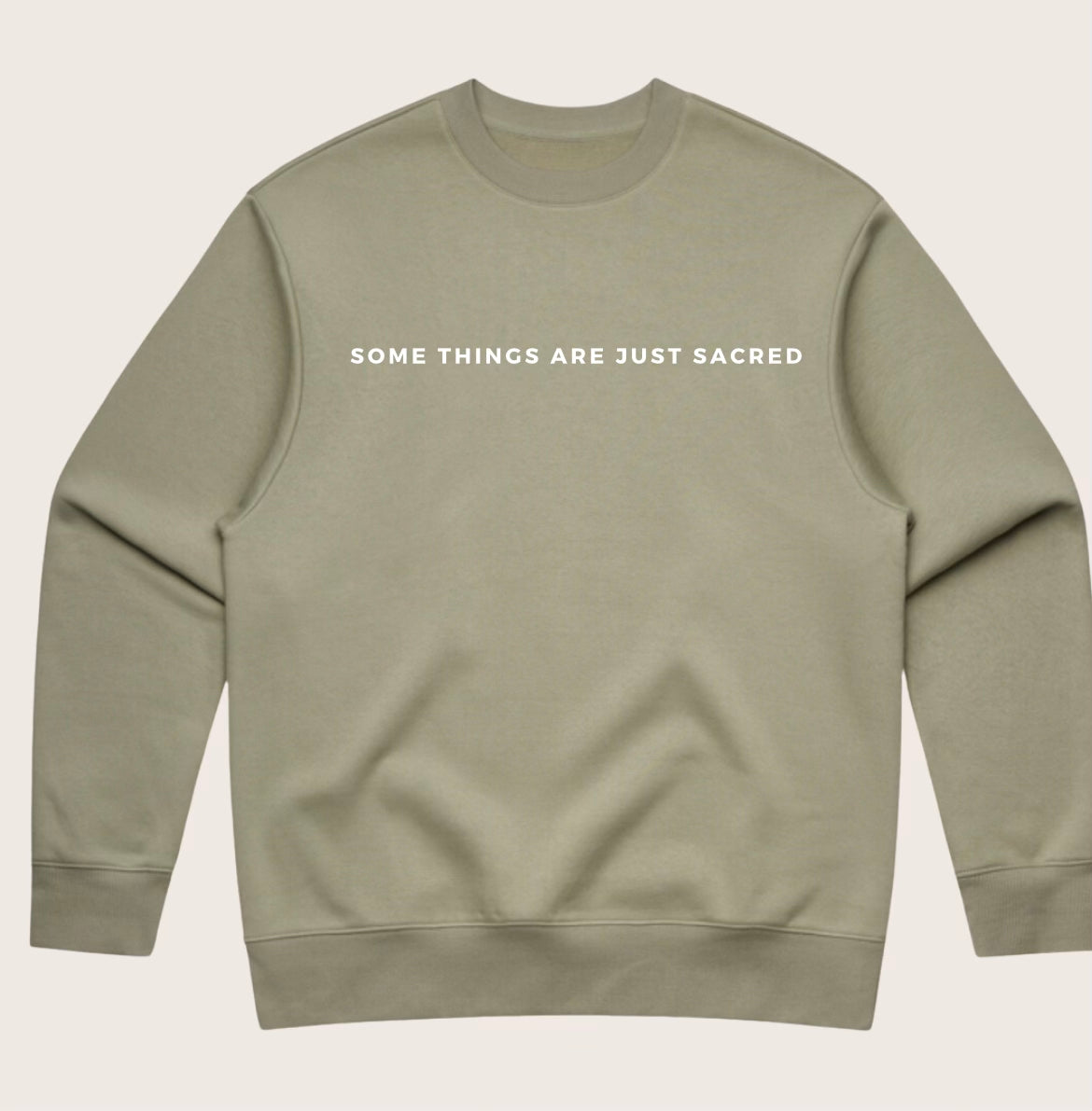 Mens Just Sacred Embroidered Crew Oversized - Eucalyptus