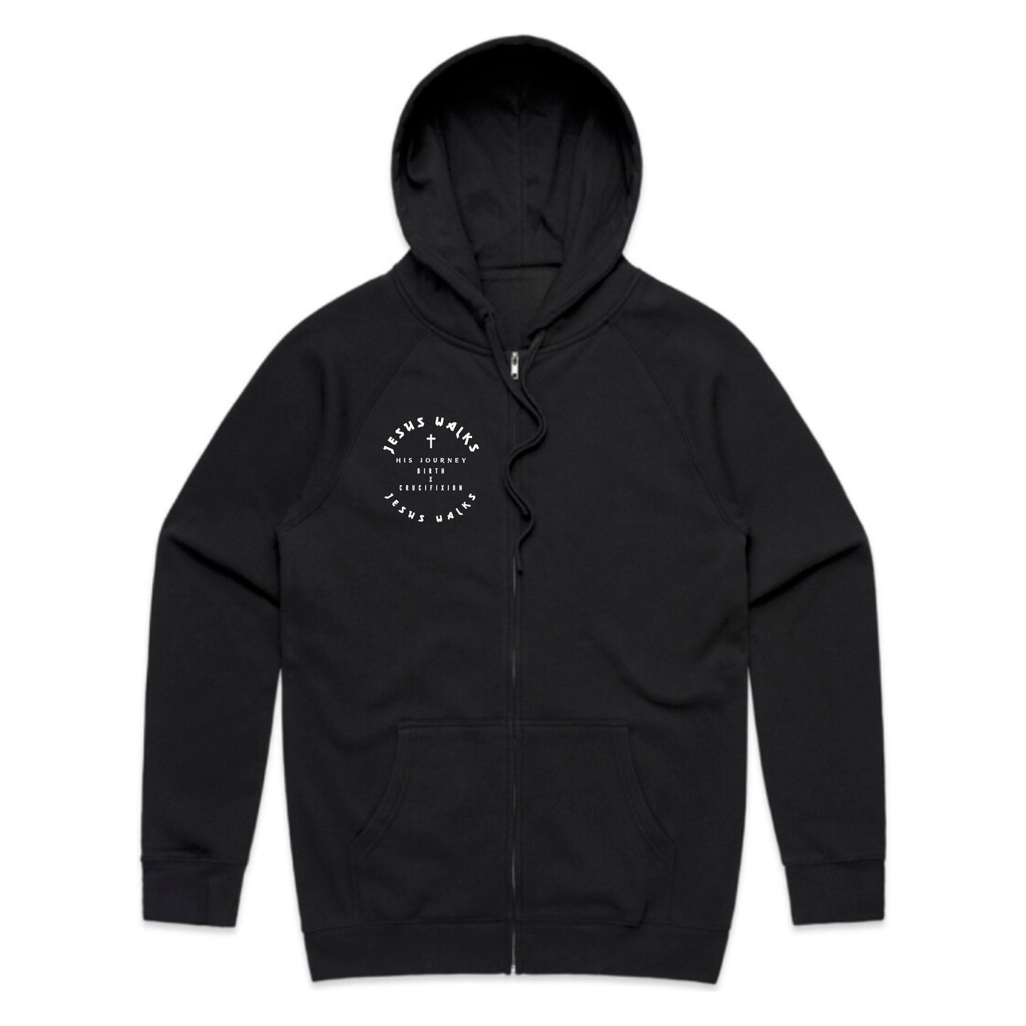 Jesus Walks Black Zip Hoodie - Unisex