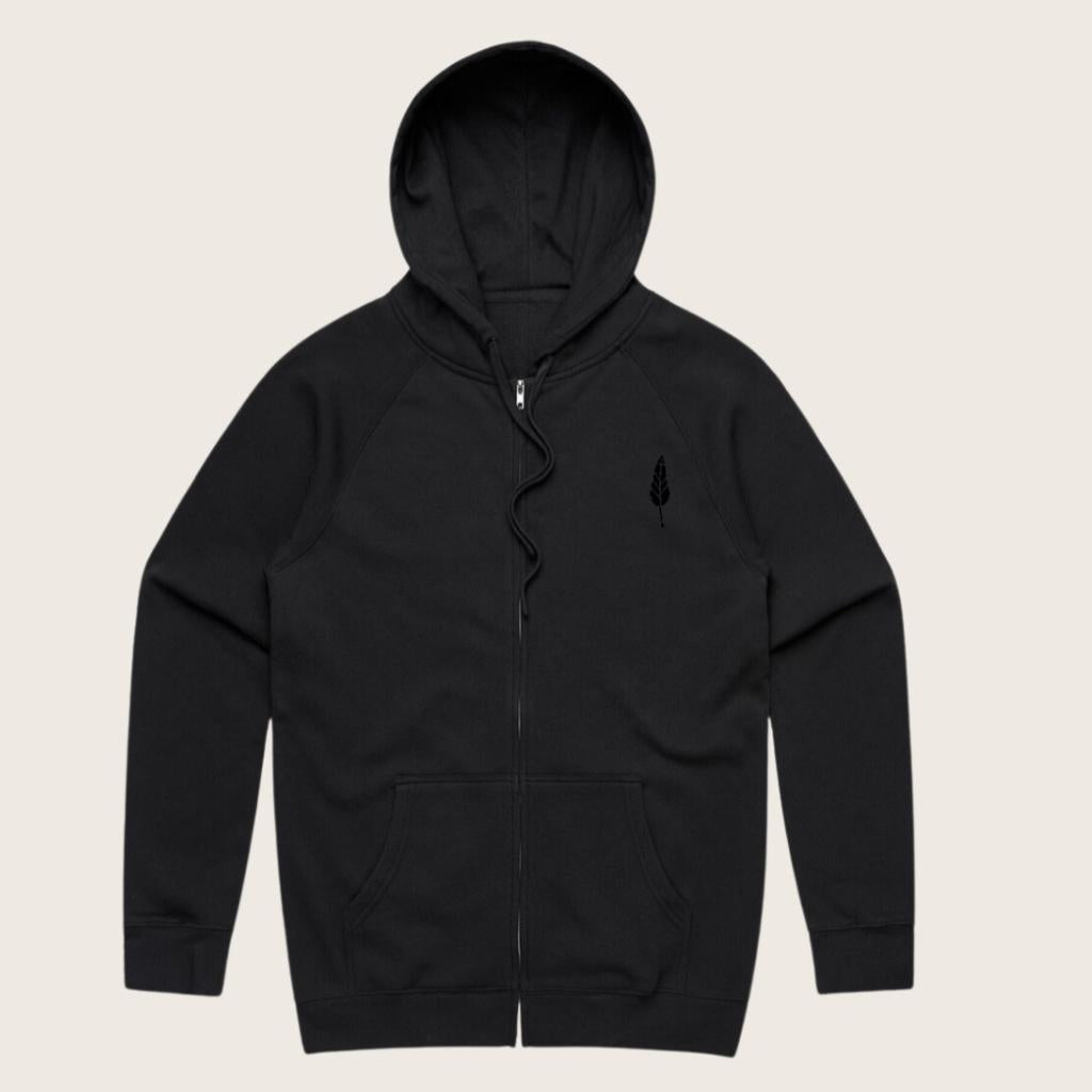 Mens Sacred Writings Embroidered Zip Hoodie - Black