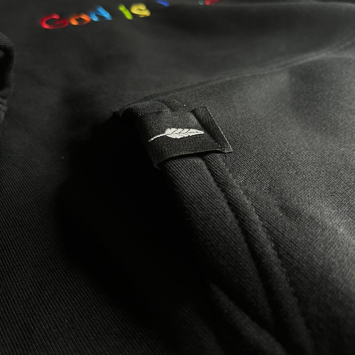 Kids God is Love Embroidered Hoodie - Black