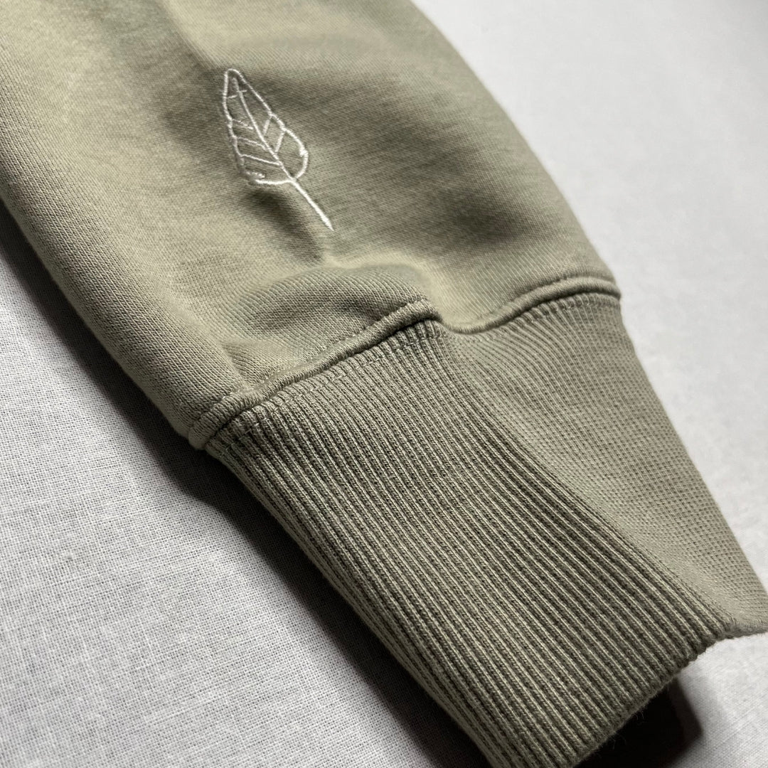 Mens Just Sacred Embroidered Crew Oversized - Eucalyptus