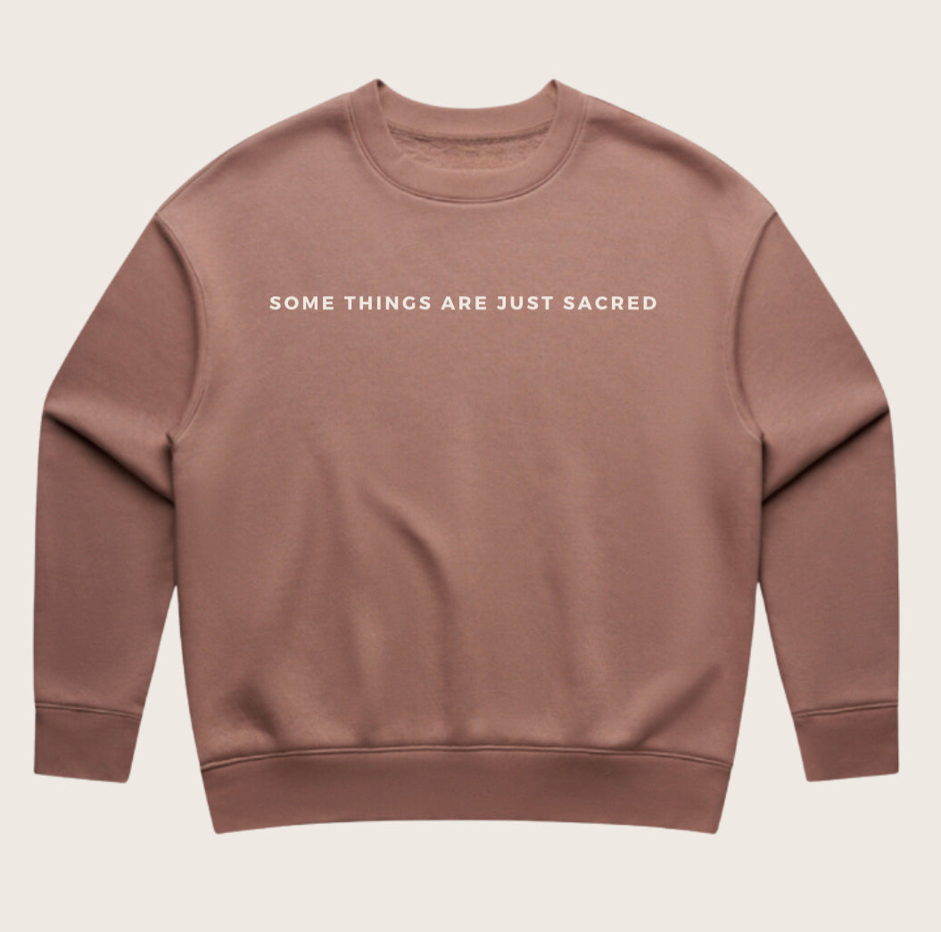 Womens Just Sacred Embroidered Crew - Hazy Pink