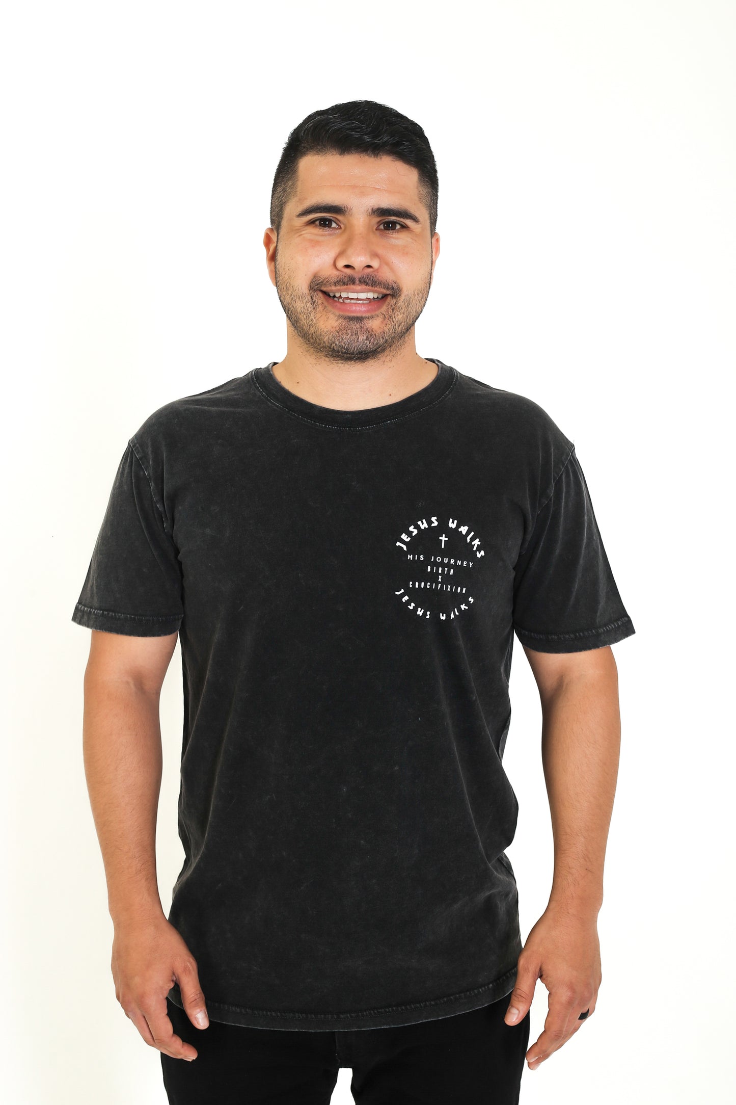 JESUS WALKS STONE WASH TEE