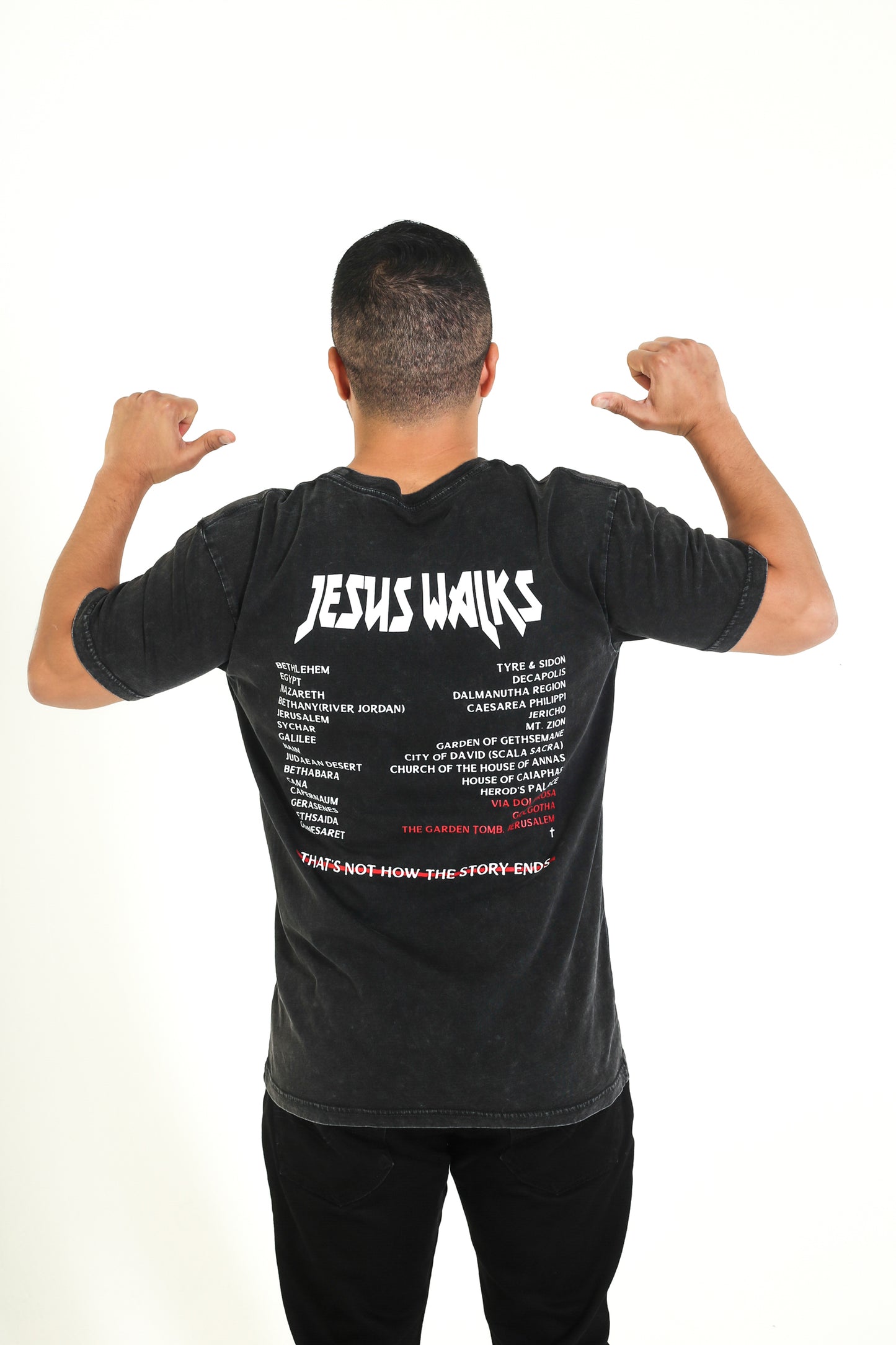 JESUS WALKS STONE WASH TEE