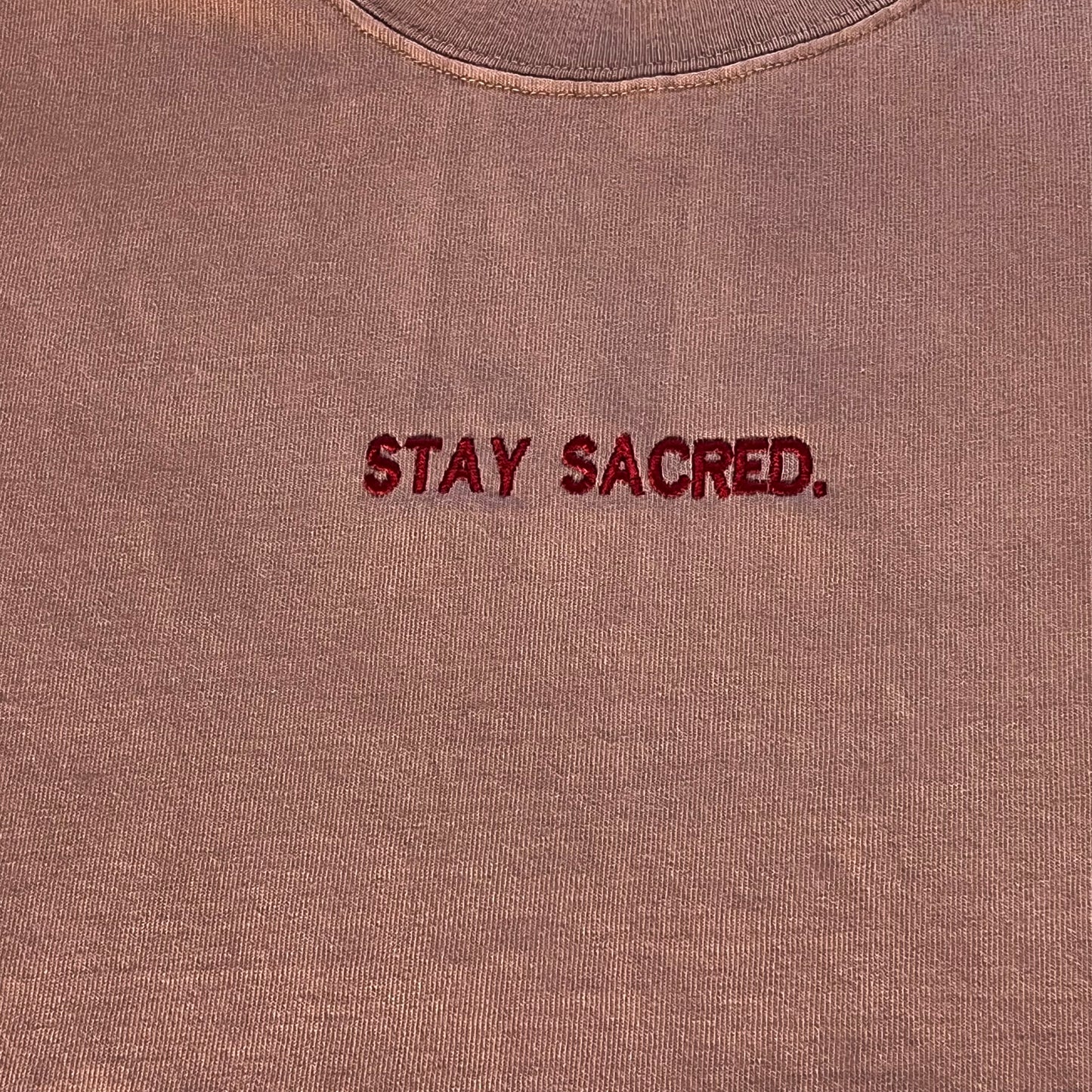 Womens Stay Sacred Embroidered Faded Pink