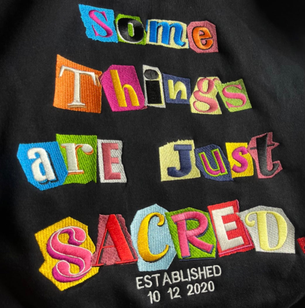 Some Things Embroidered Unisex Crewneck - Black