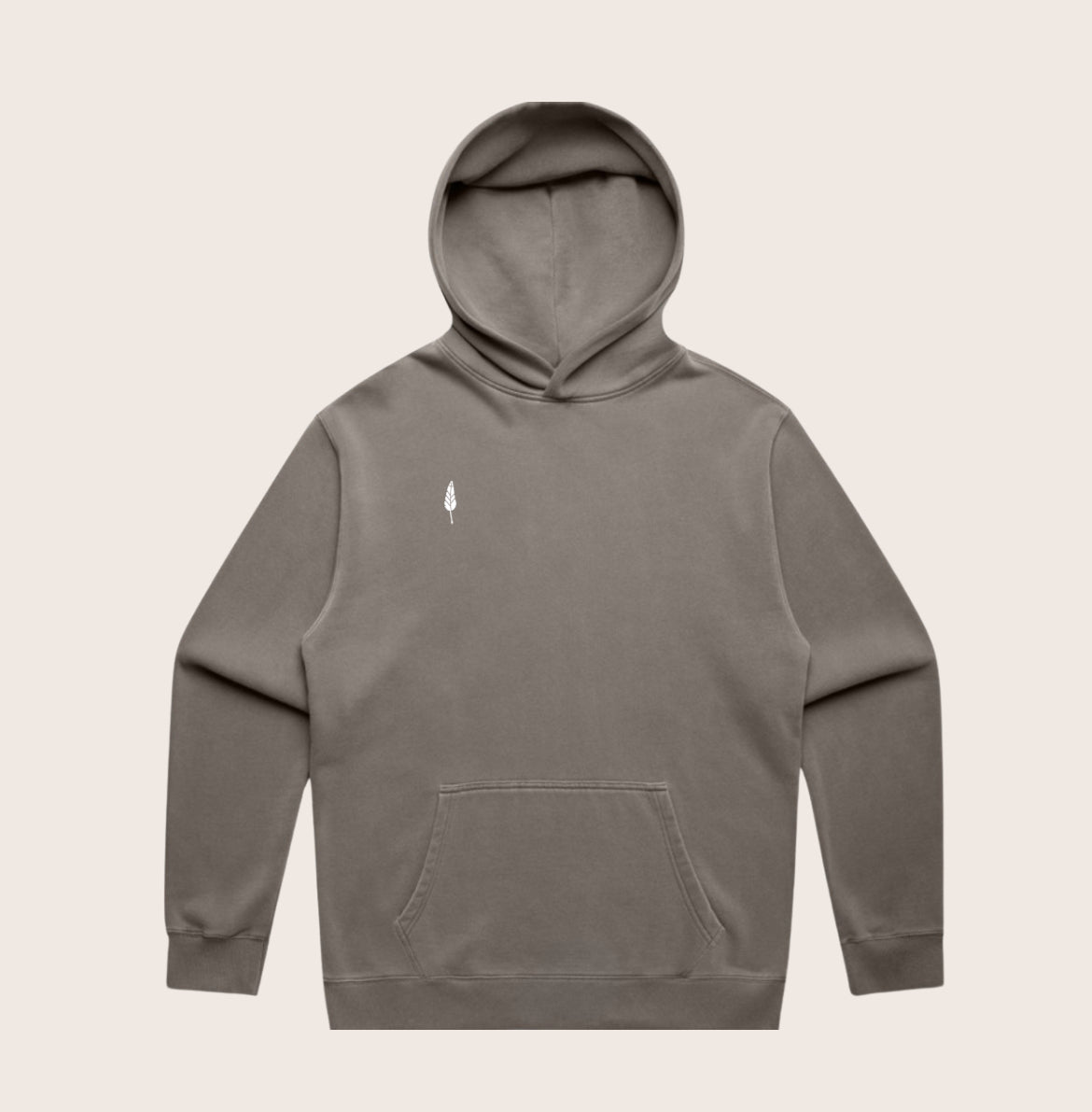 Premium Faded Grey Hoodie w/ Cream embroidery - UNISEX