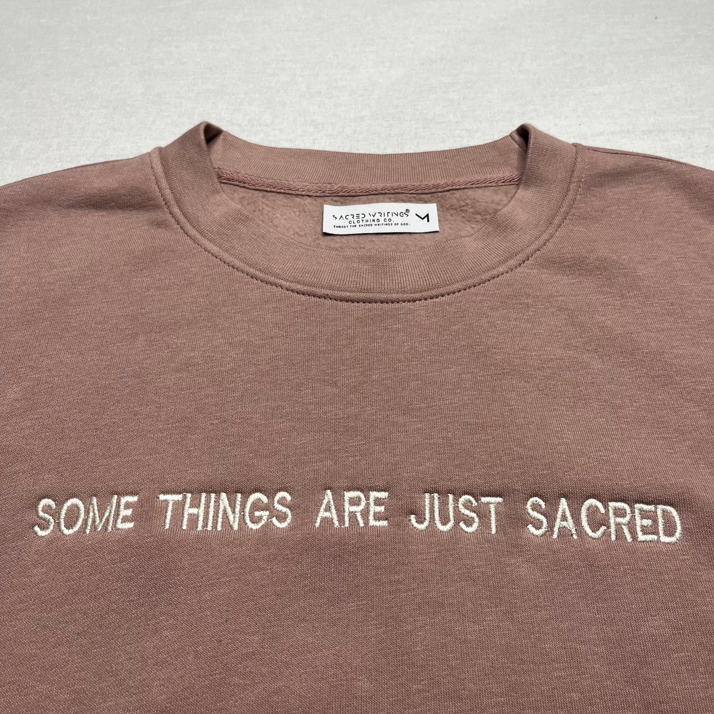 Womens Just Sacred Embroidered Crew - Hazy Pink