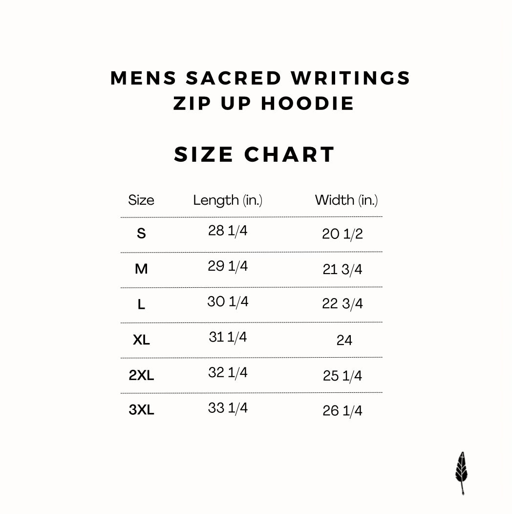 Mens Sacred Writings Embroidered Zip Hoodie - Black