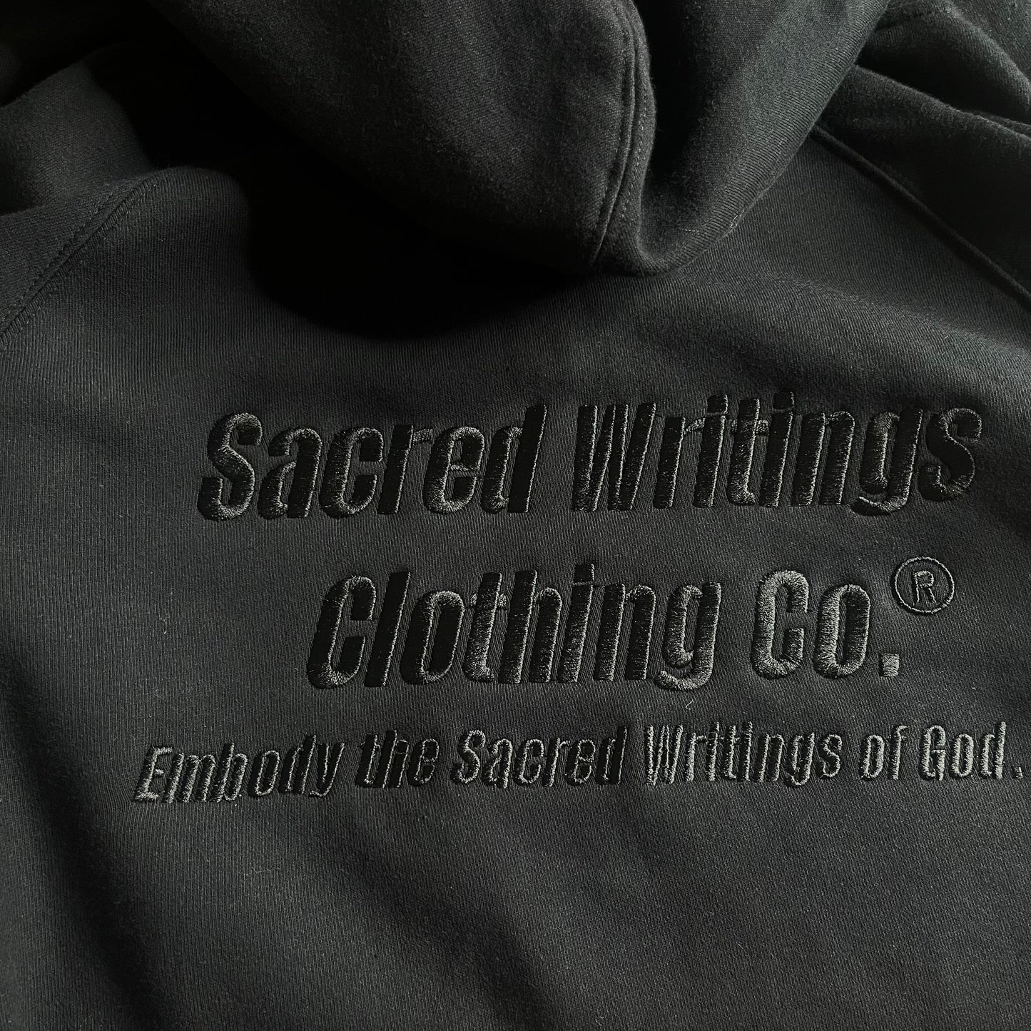 Womens Sacred Writings Zip Hoodie - Black