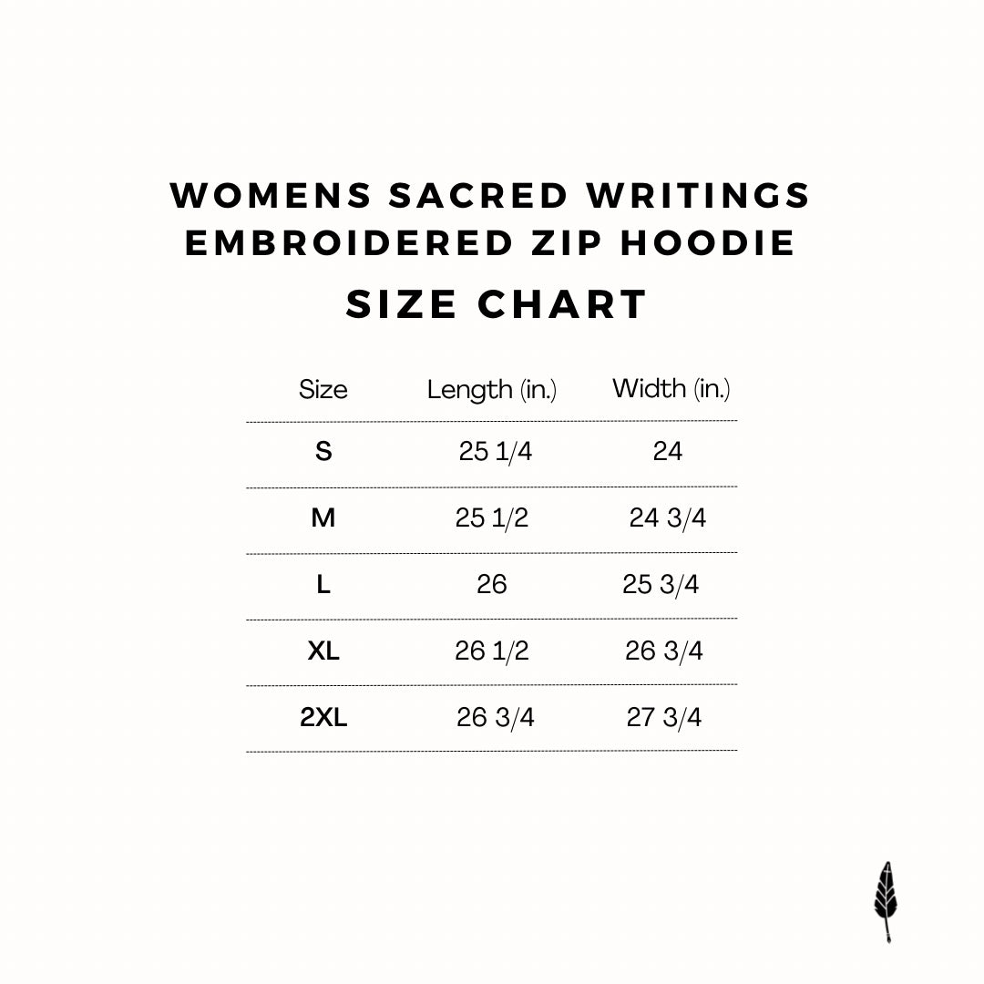 Womens Sacred Writings Zip Hoodie - Black